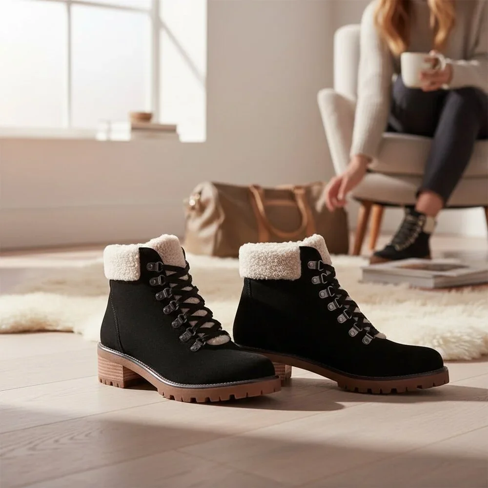 Blondo WATERPROOF Melissa Faux‎ Shearling Cuff Boots 8-1/2M Black #325G